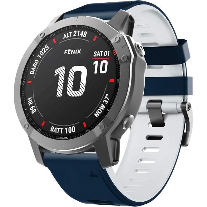 MoKo Lot De 6 Bracelets De Rechange En Silicone Souple Pour Garmin Fenix 3/Fenix 3 HR/Fenix 5X/5X Plus/D2 Delta PX/Descent Mk1 – Multicolore