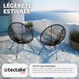 TECTAKE Lot de 2 chaises de jardin pliantes SANTANA avec Cordage élastique en polyéthylène Design rétro dans le style acapulco Noir-3