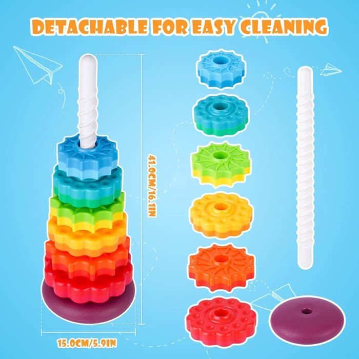 Jeu De Tour Empilable Avec Pistes – Stacking Tower – 3 Sorties, 2 Boules – Développe Coordination Enfant – Jeu Interactif