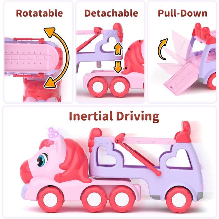 EUCOCO Jouet à partir de 1, 2, 3, 4, 5, 6 ans, pour fille, camion - Cadeau pour fille de 1 à 6 ans - Licorne - Cadeaux pour voiture - Jouet EUCOCO Jouet à partir de 1, 2, 3, 4, 5, 6 ans, pour fille, camion - Cadeau pour fille de 1 à 6 ans - Licorne - Cadeaux pour voiture - Jouet