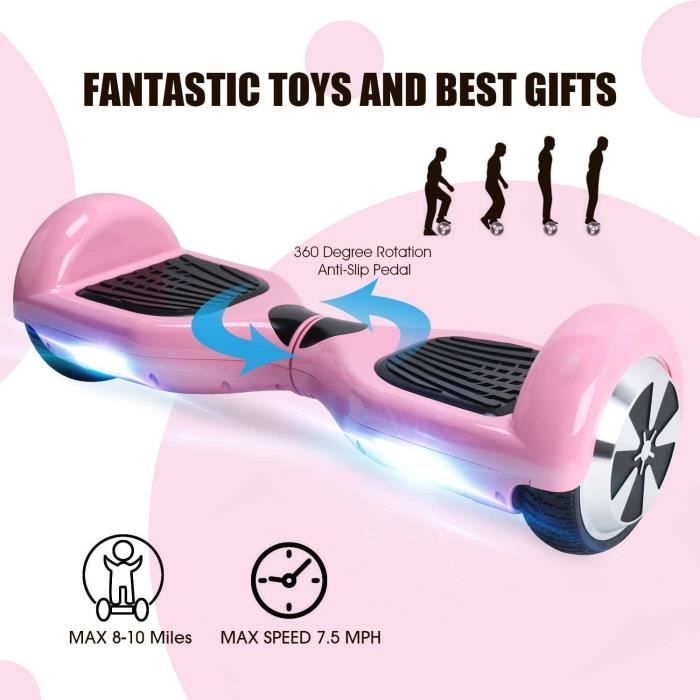 Windgoo Hoverboard 6.5 Pouces Overboard Electrique 500W Auto Equilibrage Tout Terrain Board pour Enfants et Adultes Rose Cdiscount Auto