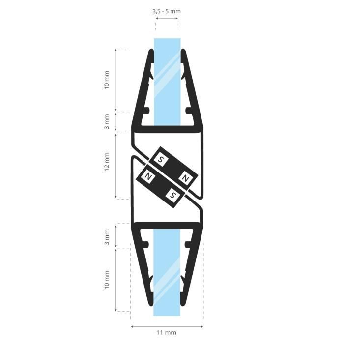 STEIGNER Joints De Douche Magnétiques SET, 159 Cm, Vitre 3,5