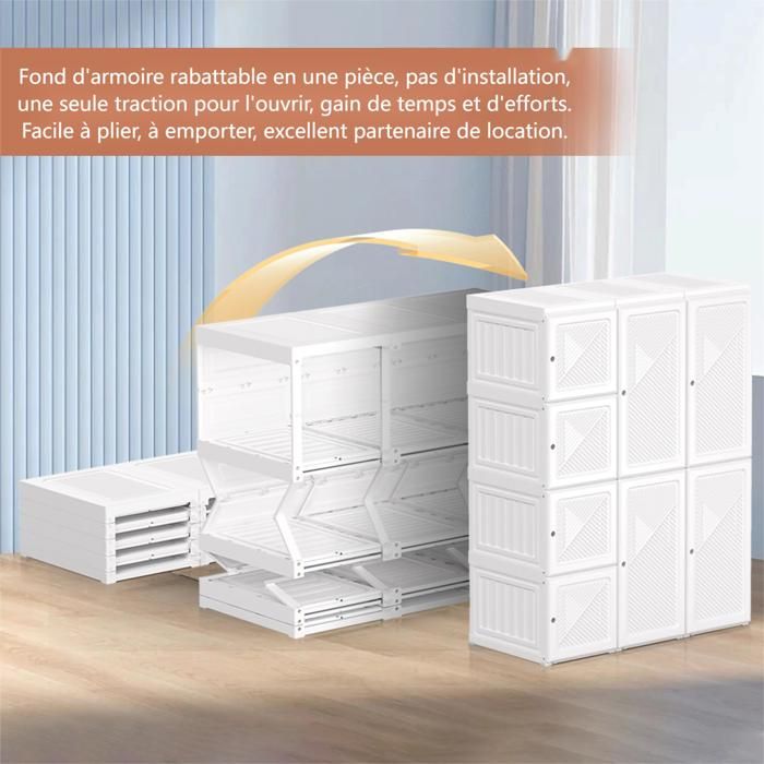 Armoire, Armoires portables avec portes transparentes, Armoire pliable, Armoire à vêtements, 69x50x170cm, blanc à partir de 117,98 € (juin 2026