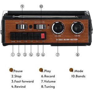 Lecteur De Cassettes Portable Avec Radio AM FM - Enregistreur USB Carte SD Et Prise Casque