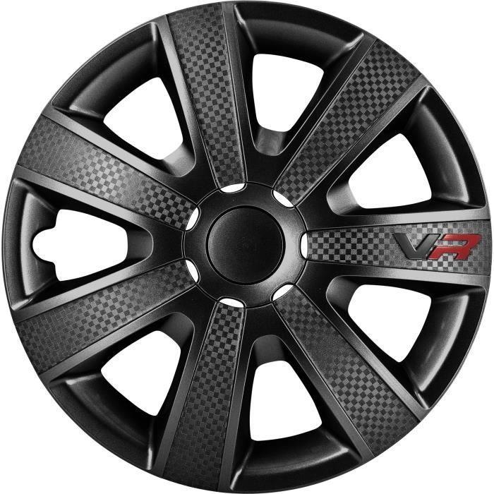 Jeu de 4 Enjoliveurs Vr 16'' Noir Look Carbone