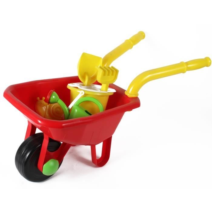 Ecoiffier – Brouette De Plage Enfant Garnie Thème Sardine – Seau, Arrosoir, Pelle, Râteau, Tamis, Moule – Fabriqué En France – Dès 18 Mois