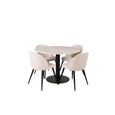 EstelleØ106WHBL ensemble table, table blanc, marbre et 4 Velvet chaises Velours côtelé beige, noir.-0