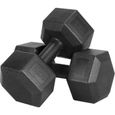 Yaheetech Lot de 2 Haltères Hexagonale chaque 5 kg Paire d'haltères Dumbbell Musculation Fitness Homme et Femme en Fer et PVC Noir-0
