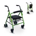 Clinicalfy Déambulateur 4 roues léger Prado Rollator pliable et réglable personnes âgées Rollator avec siège et panier Vert-0