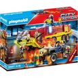 PLAYMOBIL - 70557 - City Action - Camion de pompiers et véhicule enflammé-0