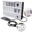 Boite lumineuse cinéma Lampe lanterne décoration message personnalisés LED Boîte à lumière 96 lettres Décor Coloris Enseigne-0