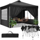 LUCKZON Tonnelle 3x3 m Tonnelle de Jardin Pliante Imperméable avec 4 Parois pour Reception - Noir