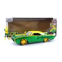 Voiture Miniature de Collection - JADA TOYS 1/24 - FORD Thunderbird - with Loki Figure - 1963 - Green / Yellow - 33357GR