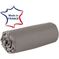 Drap housse - 120 x 190 cm - 100% coton - 57 fils - Made In France - Taupe