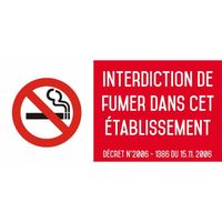 Interdiction interdit de fumer dans cet établissement - Autocollant vinyl waterproof - L.200 x H.100 mm