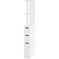 Meuble étagère pour Toilette WC - 3 Portes blanches – Cadre Blanc - Gain de Place WC – Rangement astucieux pour Toilettes
