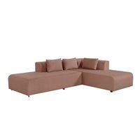 RIBOL - Canapé d'angle gauche convertible 4 places en tissu, MADE IN FRANCE - Terracotta