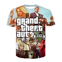 T-shirts pour le travail,2021 nouveau 3D Imprimer Grand Theft Auto Jeu Gta 5 T-Shirt Imprimé Homme Femme Enfant Manches Courtes T-S