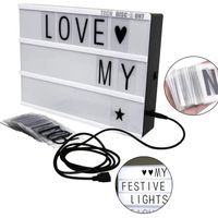 Boite lumineuse cinéma Lampe lanterne décoration message personnalisés LED Boîte à lumière 96 lettres Décor Coloris Enseigne
