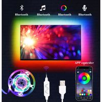 Ruban LED TV 4m, Bluetooth APP Music Sync 5V Bande LED de fond TV alimentée par USB,Pour écran PC moniteur HDTV