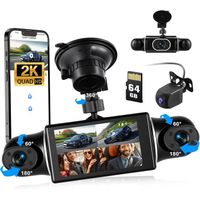VSYSTO 4CH Camion Dash Cam 1080P Caméra Avant & Côtés & Arrière 7.0'' Moniteur avec GPS IR Vision Nocturne, Caméra de Recul de Véhicule 360° DVR Dash Cam pour Semi Camion Remorque