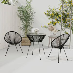 Ensemble table et chaise de jardin Atyhao Ensemble à dîner d'extérieur 3 pcs Rotin PVC Noir AB3060279 60299