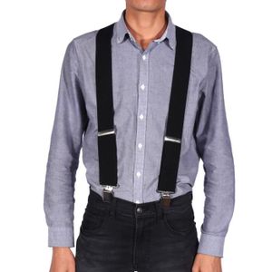 Nouveau Homme Bouton Noir Bretelles Suspenders Y dos cuir véritable élastique USA 