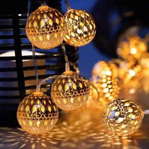Guirlande Lumineuse Marocaine, à Pile, 20 Globes Lumineux en Métal Argenté  avec Minuterie pour Décoration Intérieure