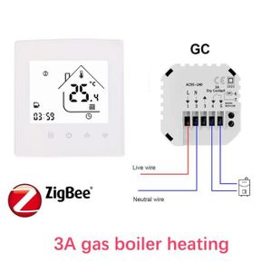 CHAUDIÈRE Chaudière à gaz Zigbee 3A - Thermostat WiFi Tuya blanc, chauffage électrique de l'eau-chaudière à eau-gaz, co