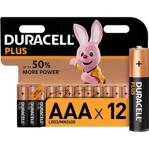 PILES Duracell Plus, lot de 12 piles alcalines type AAA 