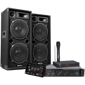 Pack DJ Sono Complet Systeme Audio PA Enceintes Table de Mixage Bluetooth  100W