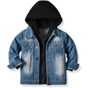 VESTE Veste en jean pour bébé garçon pour enfant en bas âge Zipper Hoodie Jeans Jacket Top-Noir
