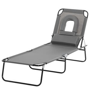 CHAISE LONGUE Outsunny Bain de Soleil Pliable transat inclinable