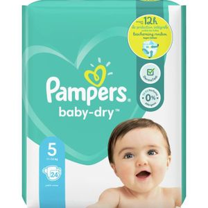 COUCHE PAMPERS Baby-Dry Taille 5, 24 Couches