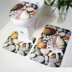 Conch de Plage MagiDeal 3pcs Ensamble Tapis Antid/érapant Salle de Bain Housse de Toilette