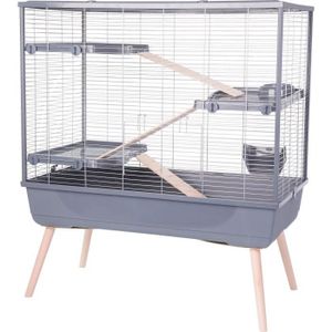 ZOLUX Cage rongeur surélevée  Néolife - 3 étages pour lapin - 99 x 54 x 114 cm - Gris