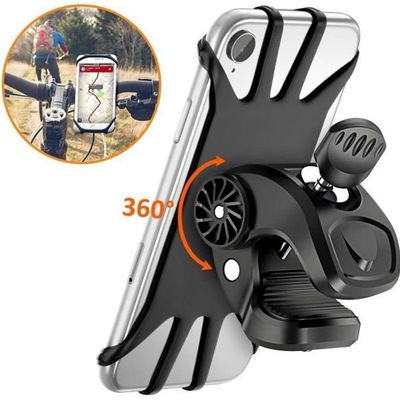 Support Téléphone Moto/vélo Avec Fixation 4 Points - Anti-vibration, Rotation 360° - Compatible Smartphones Jusqu'à 7,6 Pouces