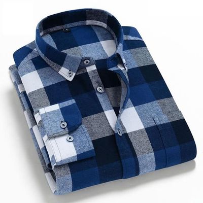 Chemise Habit Homme Manches Longues Bleu à Carreaux – Taille XL, Idéale Pêche Et Outdoor