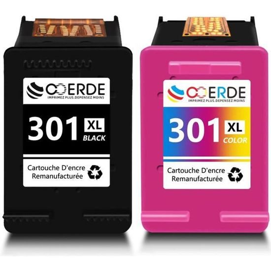 Lot De Cartouches D'encre 301 XL Couleur Compatible HP Officejet 4632 | 4 Couleurs - Haut Rendement
