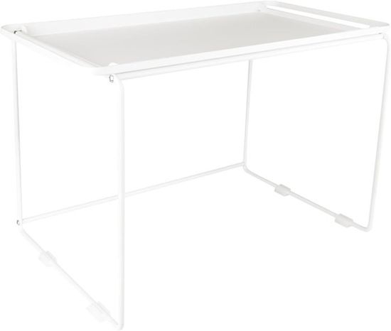 KEBMCHN Étagère à Micro-Ondes à 2 Niveaux Réglable - Extensible De 40 à 63 Cm, Charge 75 Kg, Blanc - Gain De Place Cuisine