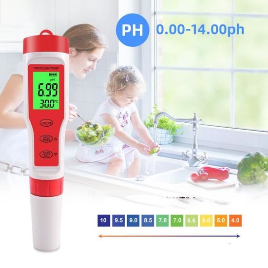 Testeur numérique 7 en 1 pour l'eau : mesure EC, TDS, pH, CF, ORP