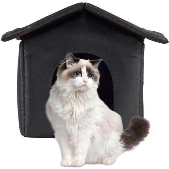 Niche Pour Chat Extérieur Résistante Hiver - 35x33x30cm - Pliable Avec Tapis Amovible - Pour Chat Et Petit Chien
