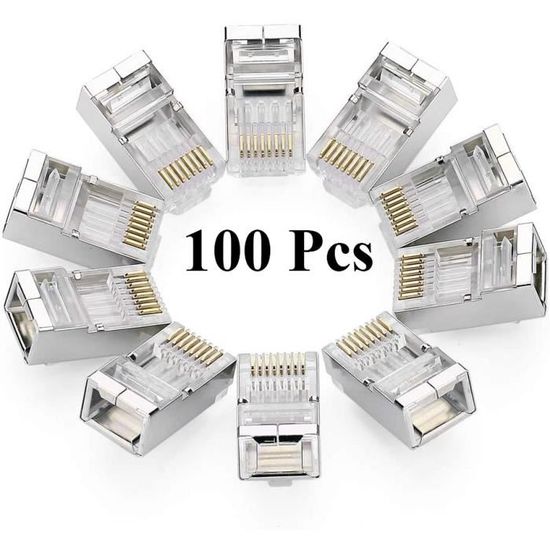 VoluPack® Lot de 100 Cat 5 Connecteur RJ45 Ethernet Réseau Embout
