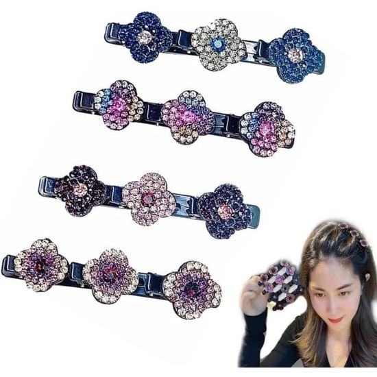 Barrettes Cheveux Fleurs Mariage Barrettes Cheveux Mariage FloralGrace - Lot De 4 - Strass Argenté - Pour Mariée, Demoiselle D'honneur Barrettes Strass Argentées