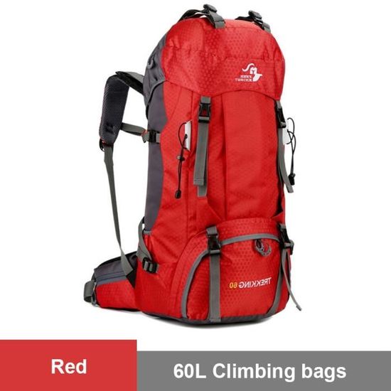 Sac à Dos 60L Randonnée Trekking - Camping Voyage - Polyester 600D Bleu - Marque OcioDual