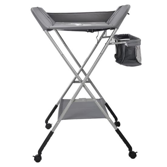 Table à Langer Pliable Et Portable, Table A Langer Pliante Chambre Bébé Réglable En Hauteur (Noir Plan à Langer Avec Paniers