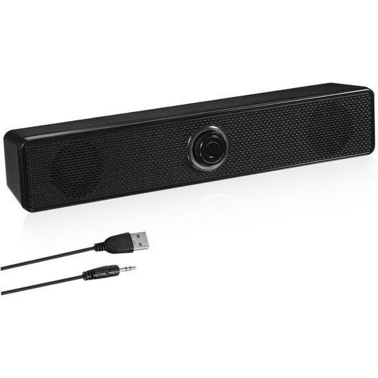 Haut-parleurs De Bureau Stéréo USB - Barre De Son 32 Cm Avec Basses - Pour PC, Moniteur, TV, Tablette - Design Compact - 7