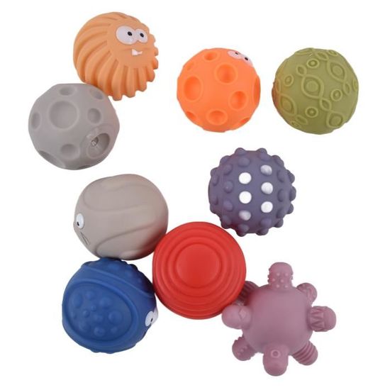 OVAQUIXI Ensemble de Balles Sensorielles 6 Pièces, Balles élastiques Souples pour bébé pour la Préhension, Le Développement Tactile, Jouet coloré et