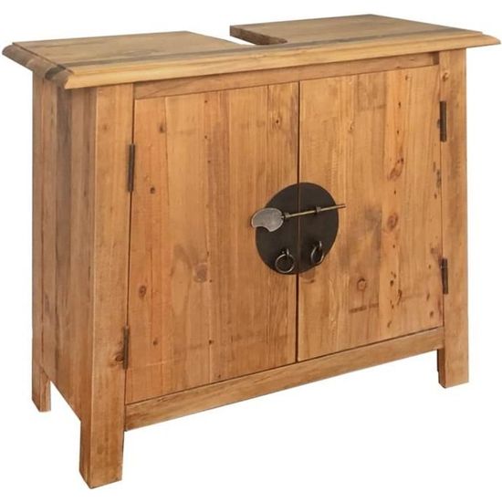 Meuble Lavabo De Salle De Bains Pin Massif Recycle 70x32x63 Cm Meuble De Rangement Complet Armoire De Toilette Achat Vente Colonne Armoire Sdb Meuble Lavabo De Salle De Soldes Sur