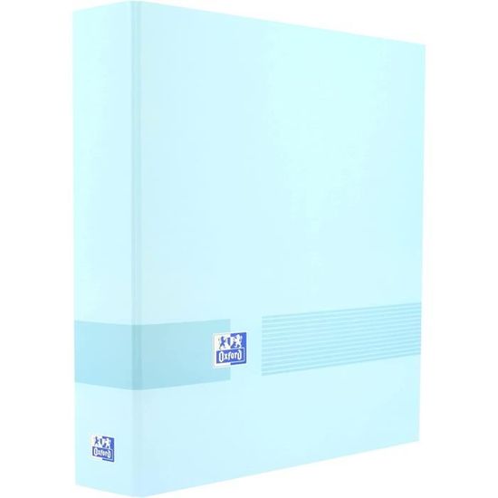 Oxford Classeur 2 Anneaux A4+ Bleu Pastel - Dos 70mm Extra Rigide Avec Élastique - Capacité 500 Feuilles